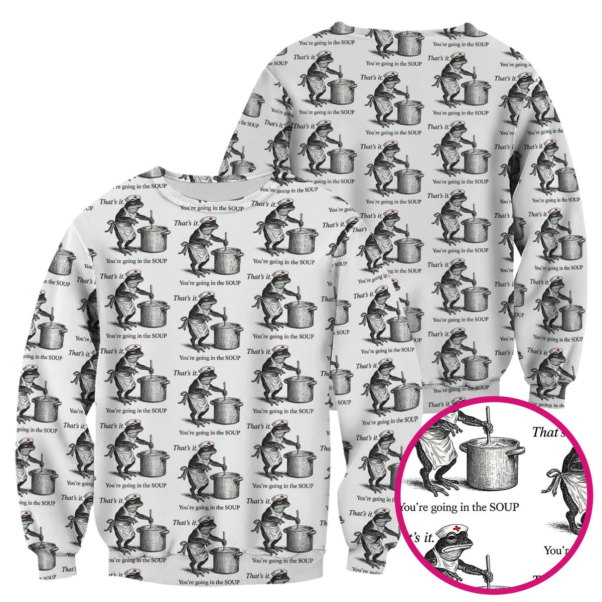 Funny Nurse Frog Cooking Soup Vintage Pattern Scrub Top, Comfortable Scrubs for Nurses