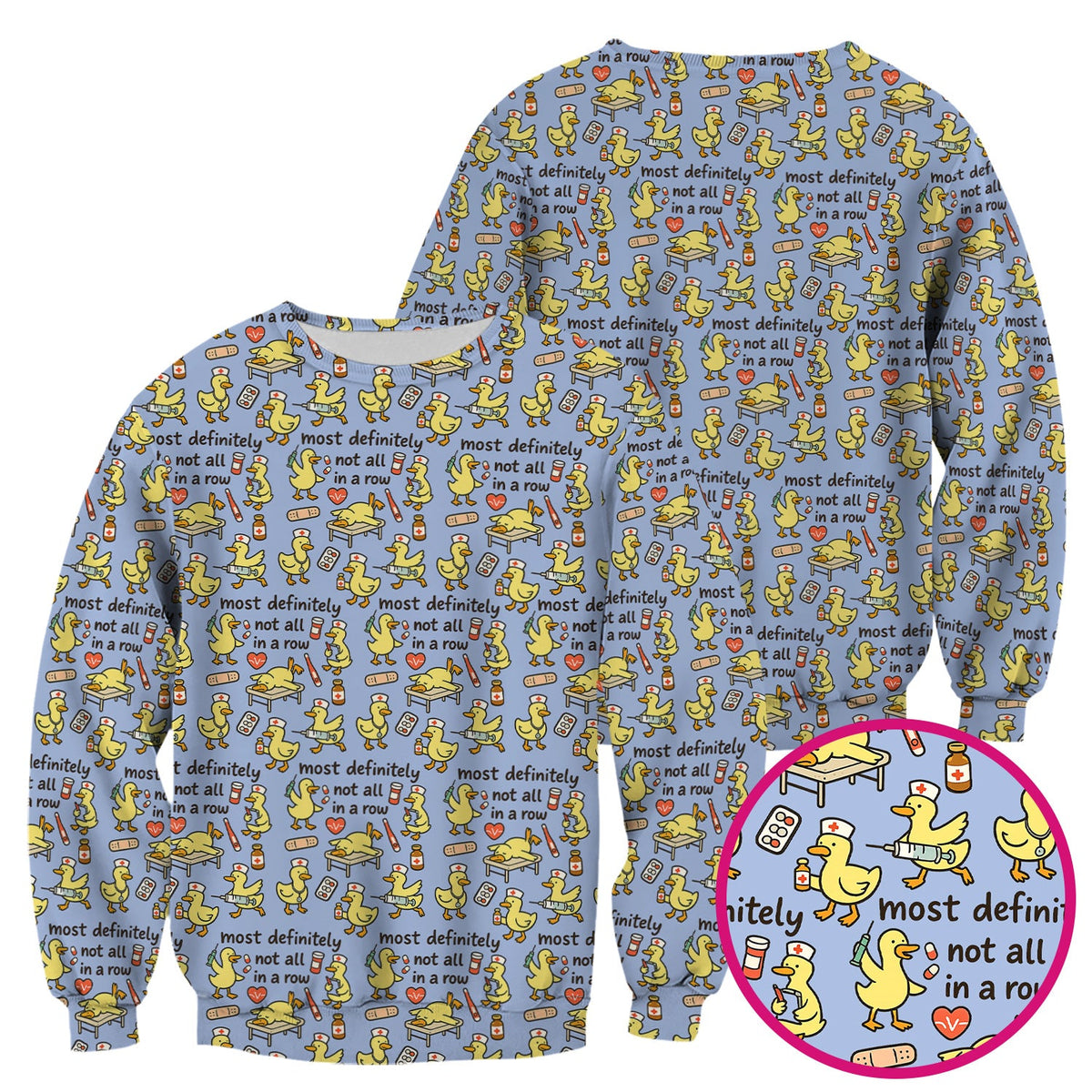 Funny Nurse Duck Medical Humor Pattern Scrub Top, Comfortable Scrubs for Nurses