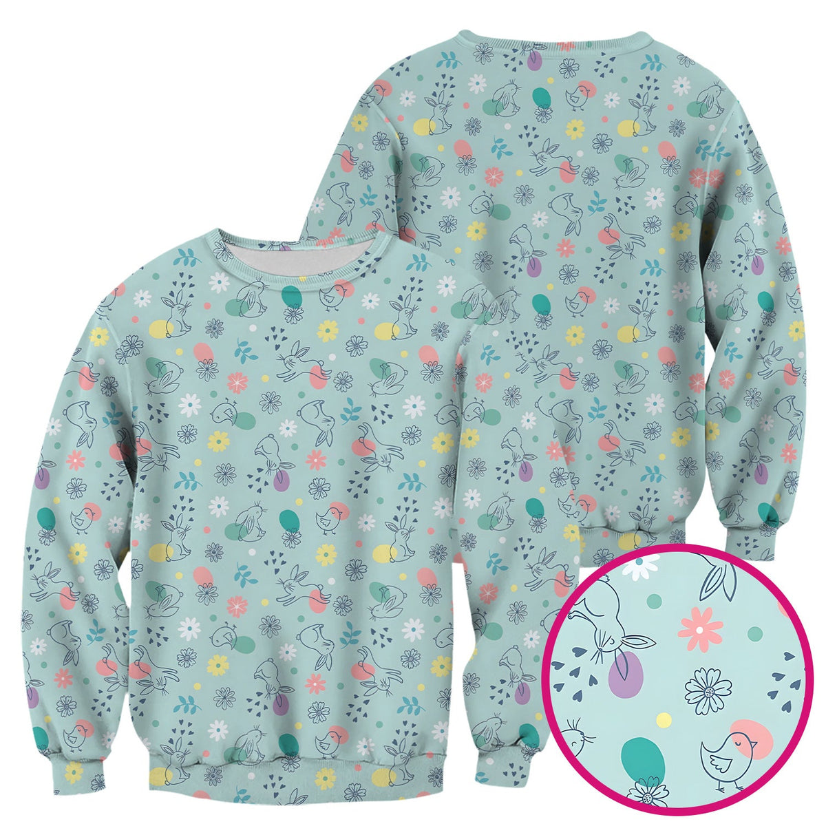 Whimsical Easter Bunny Eggs Nurse Scrub Top