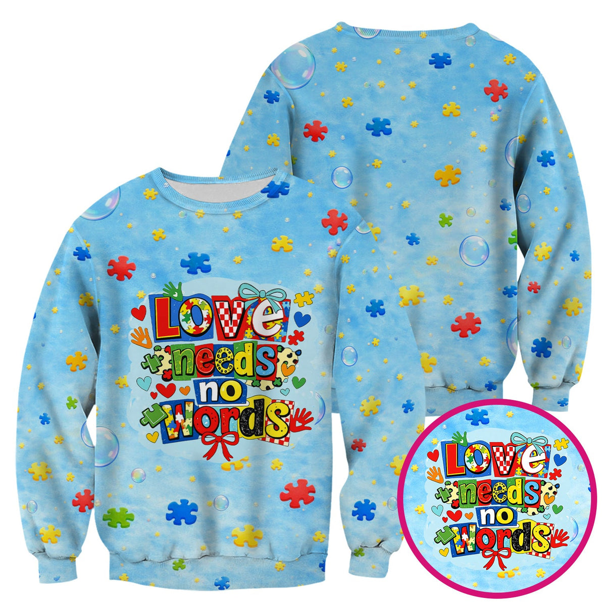 Autism Awareness Love Needs No Words Nurse Scrub Top