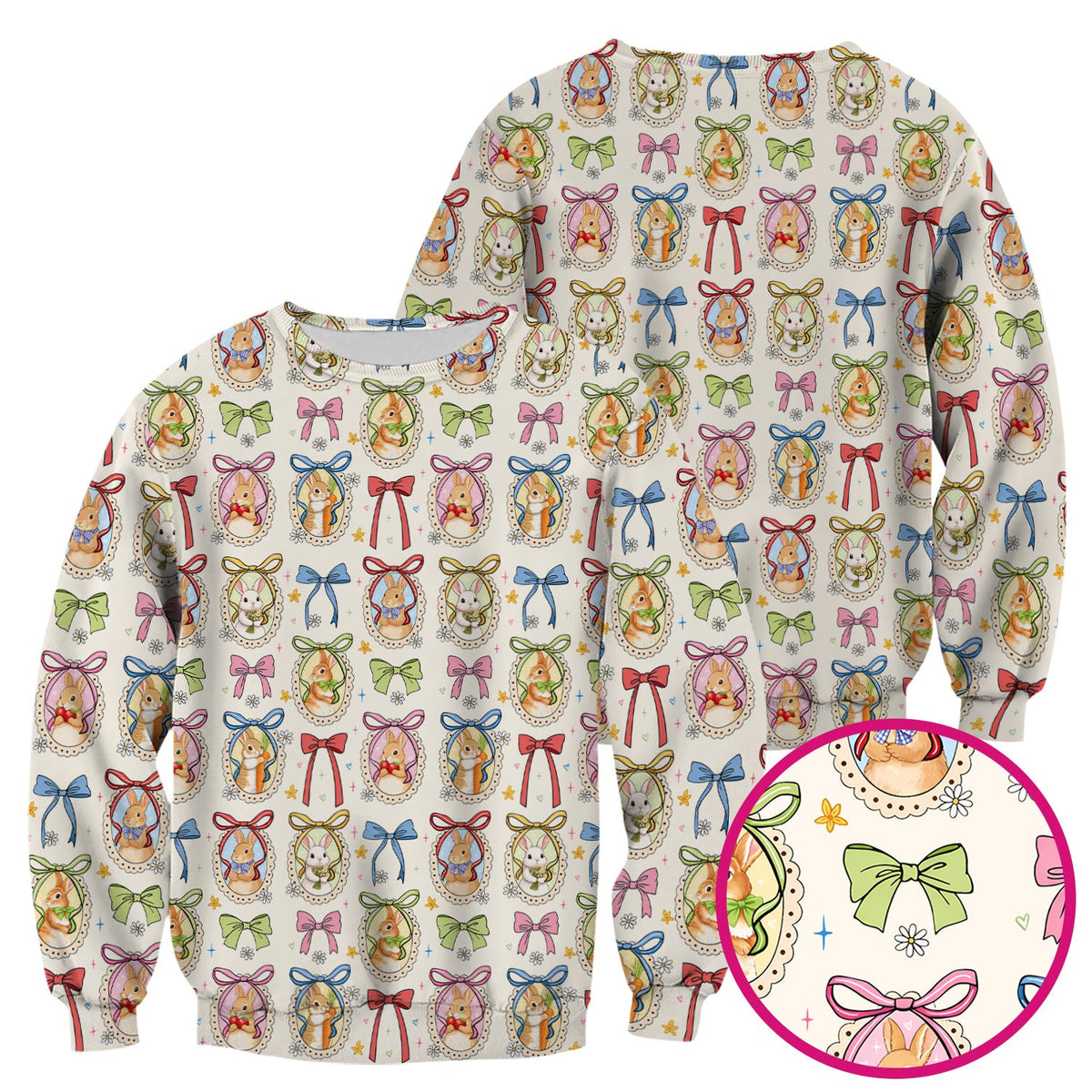 Bunny Cameo Bow Nurse Scrub Top - Easter Gift
