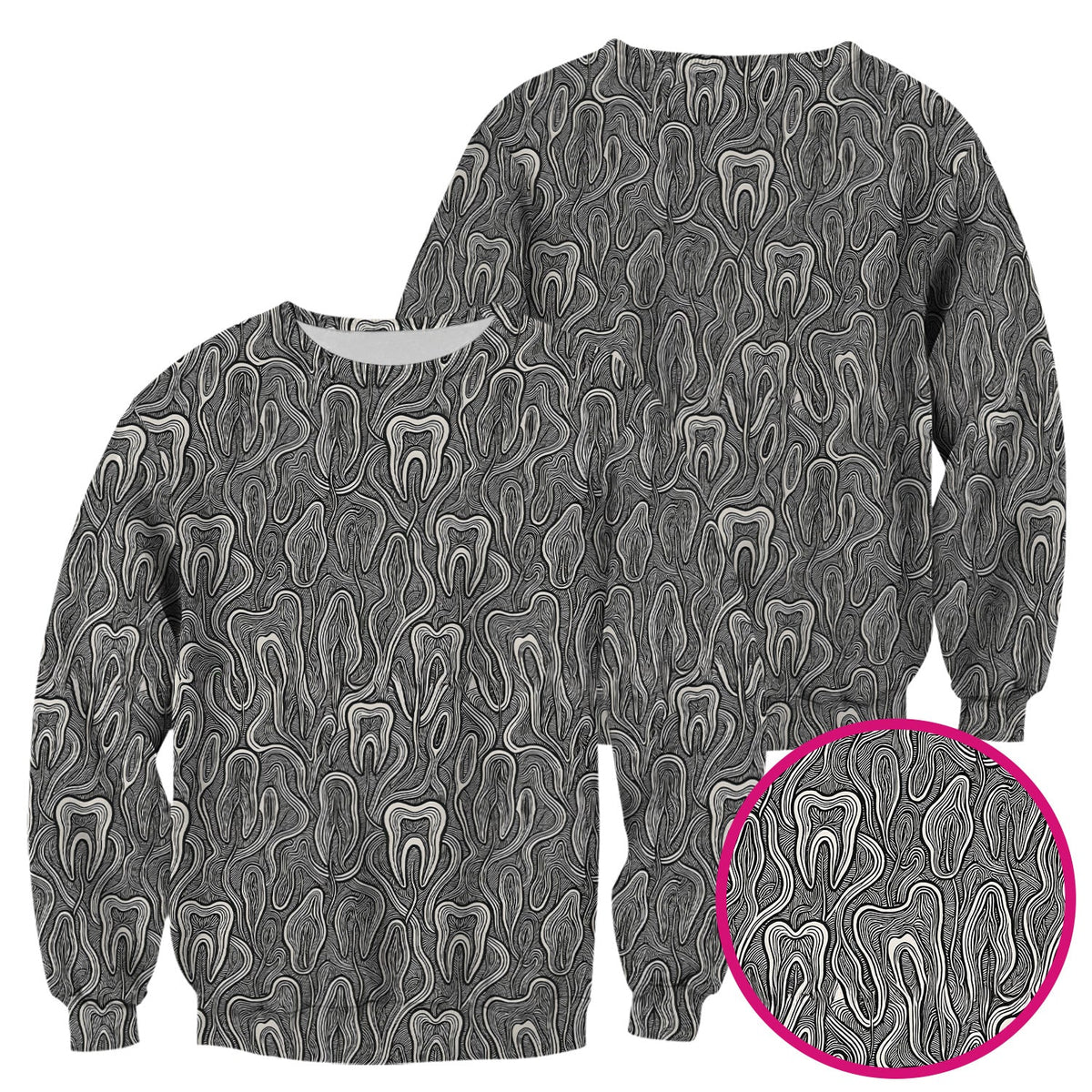 Dental Tooth Line Art Nurse Scrub Top
