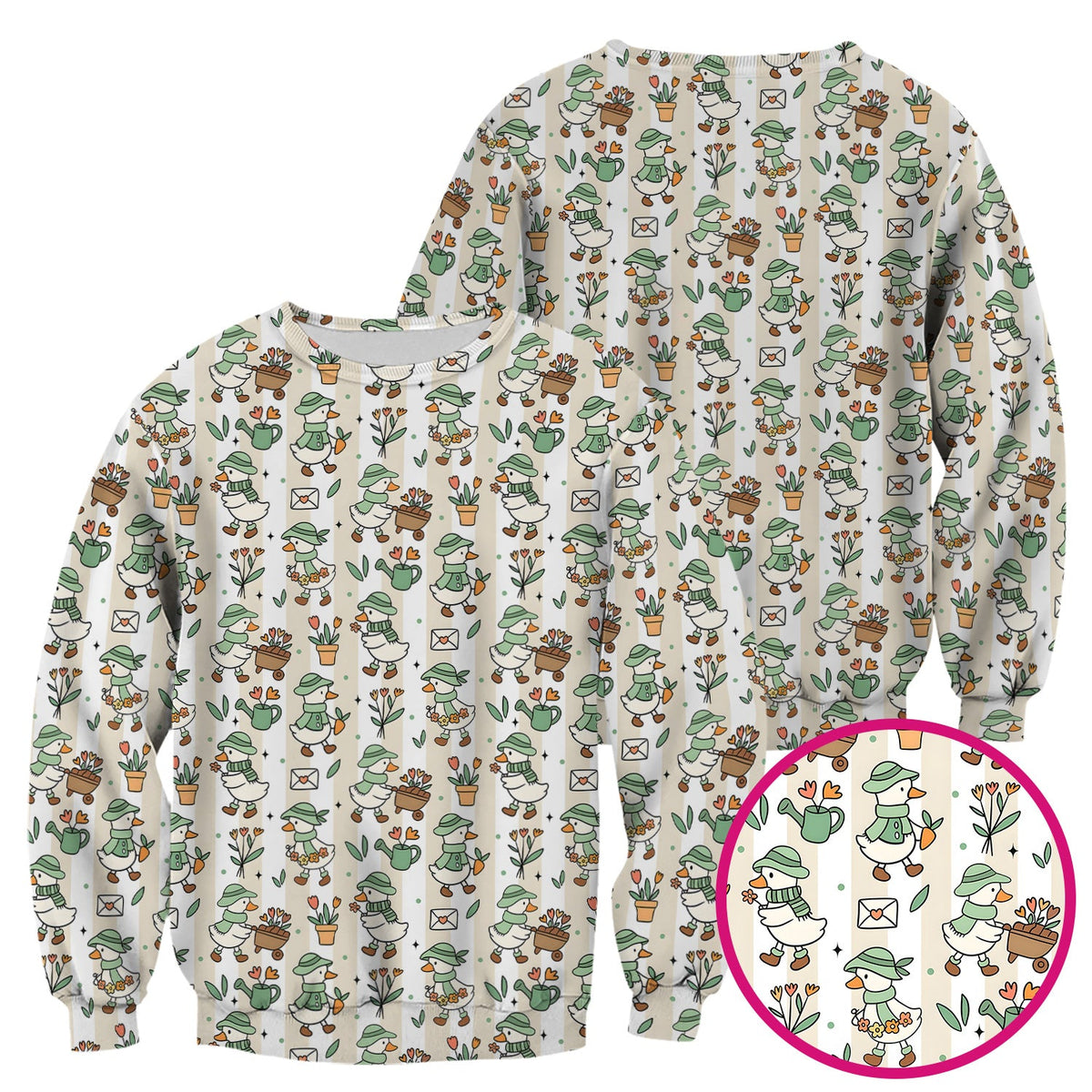 Gardening Duck Floral Nurse Scrub Top