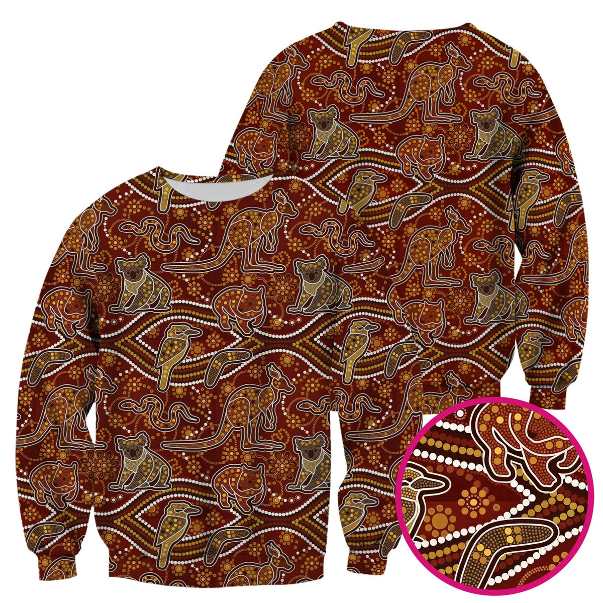 Australian Kangaroo Koala Aboriginal Nurse Scrub Top