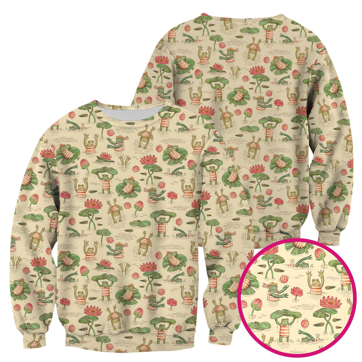 Frogs Swimming Lily Pond Nurse Scrub Top