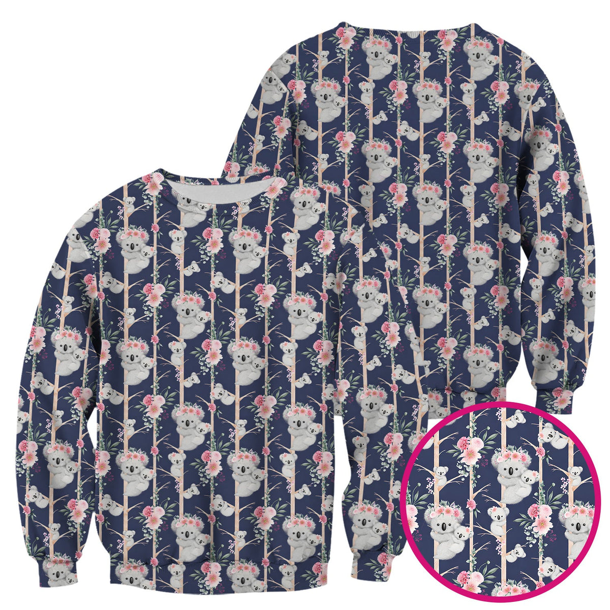Koala Climbing Tree Blossom Nurse Scrub Top