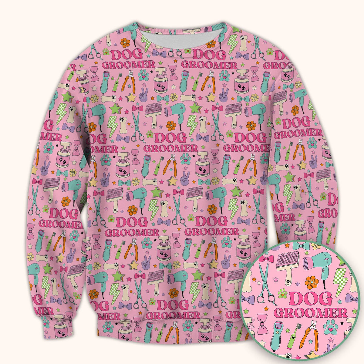 Dog Groomer Tools Nurse Scrub Top