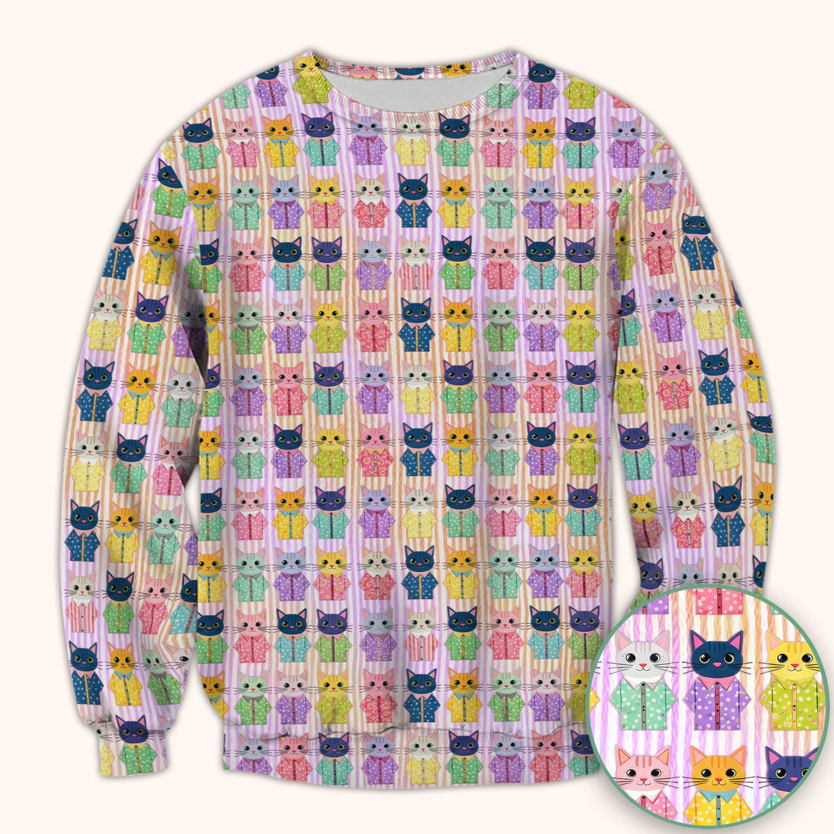 Cat Pajama Print Nurse Scrub Top