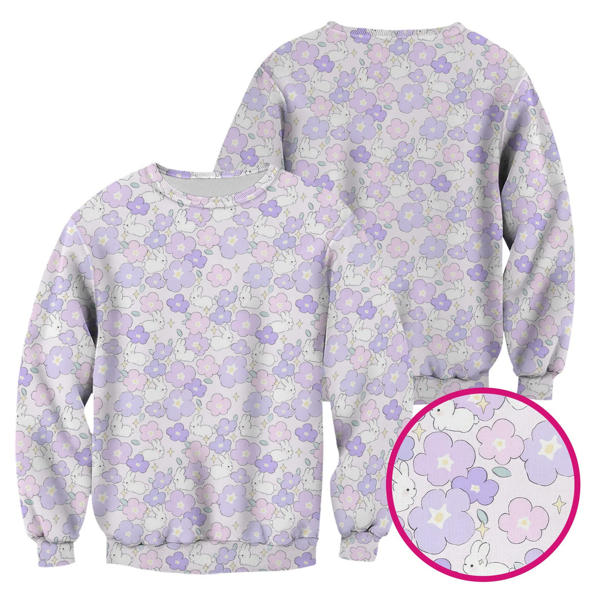Bunny Floral Pastel Nurse Scrub Top