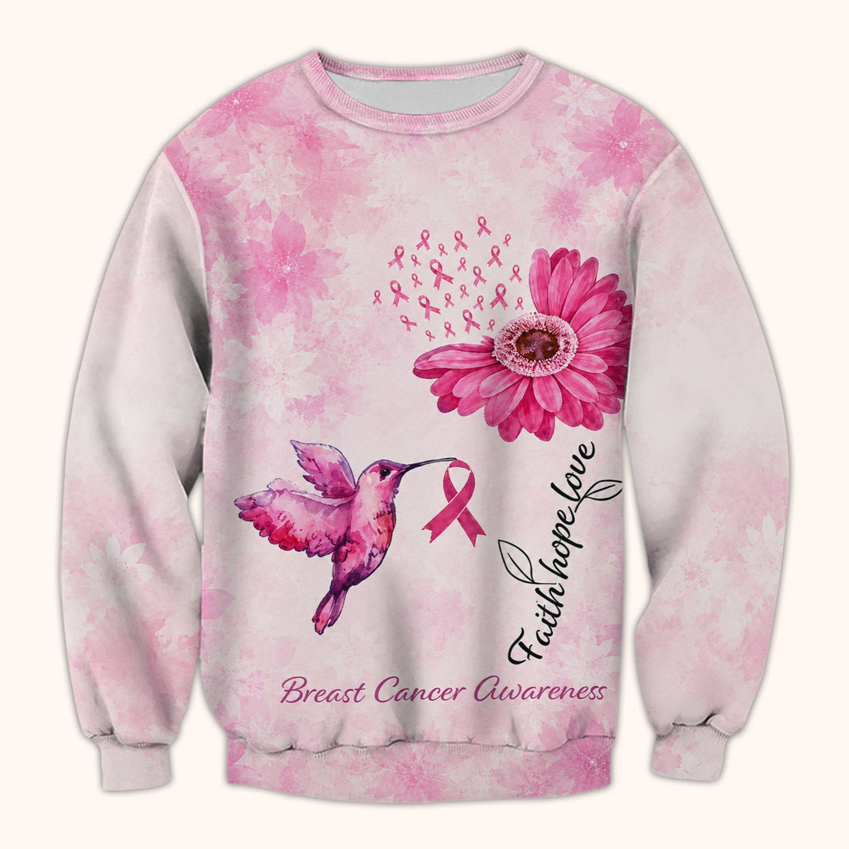 Breast Cancer Awareness Hummingbird Nurse Scrub Top