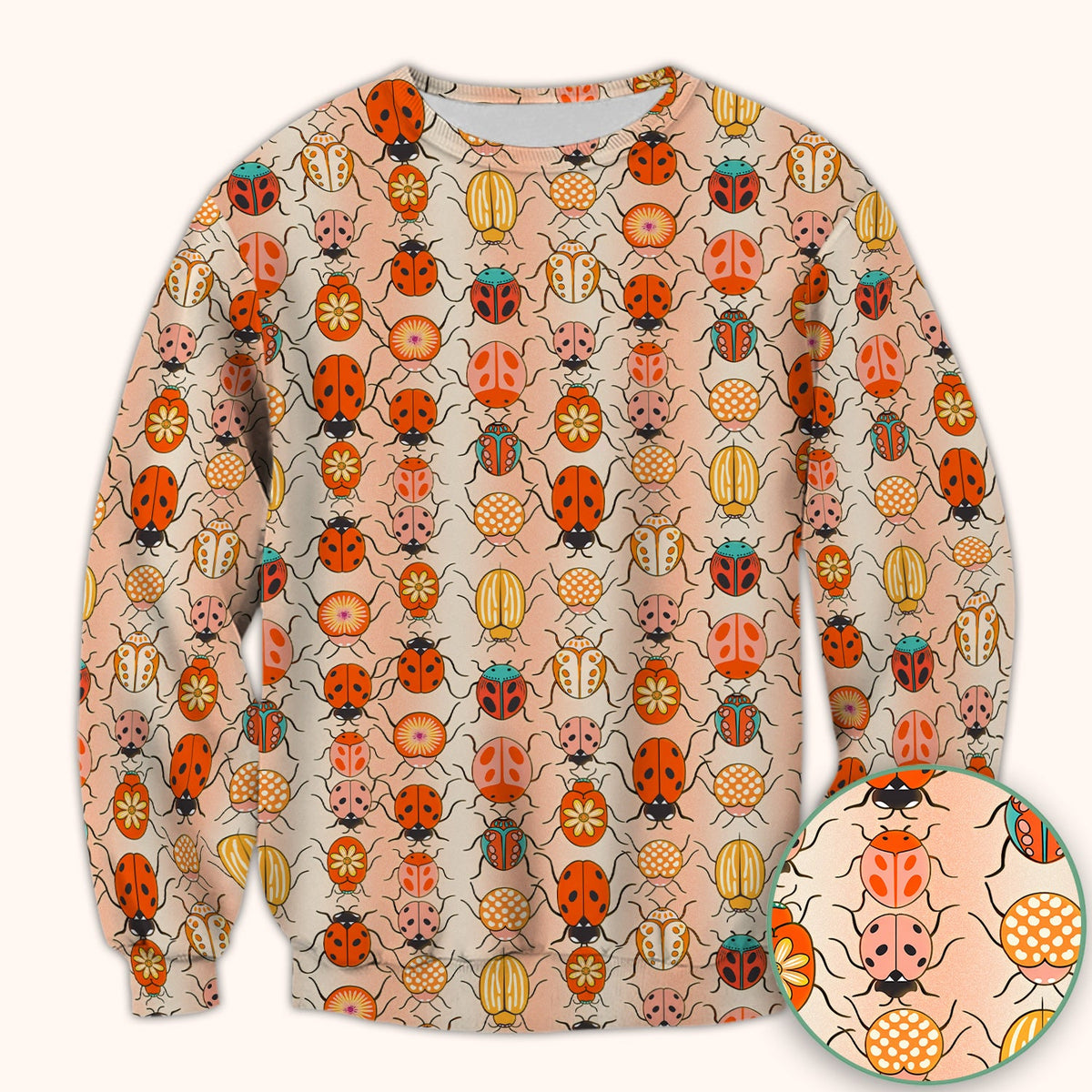 Ladybug Beetle Floral Nurse Scrub Top