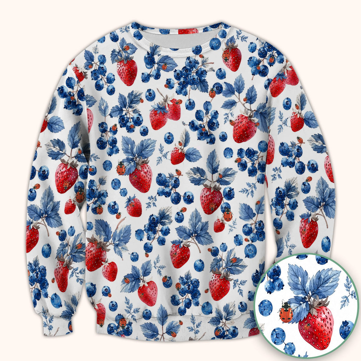 Strawberry Blueberry Ladybug Nurse Scrub Top