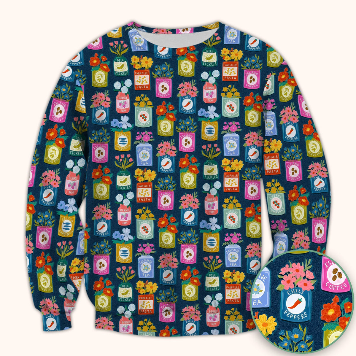 Colorful Pantry Jars Flowers Nurse Scrub Top