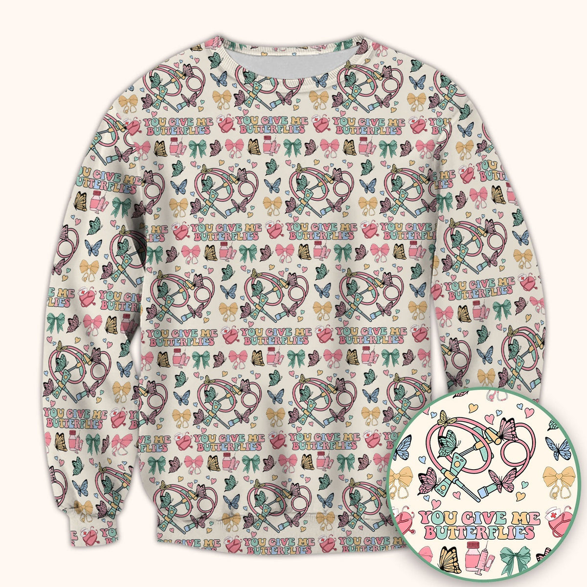 Butterfly Heart Nurse Scrub Top - Valentines Day Gift