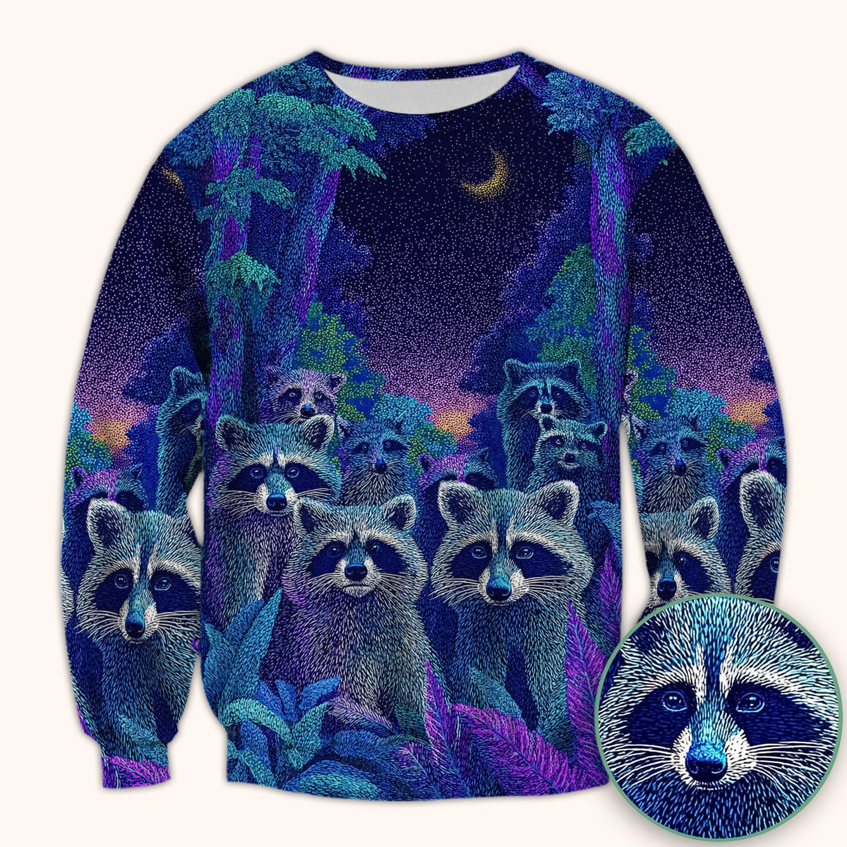 Moonlit Raccoon Nurse Scrub Top