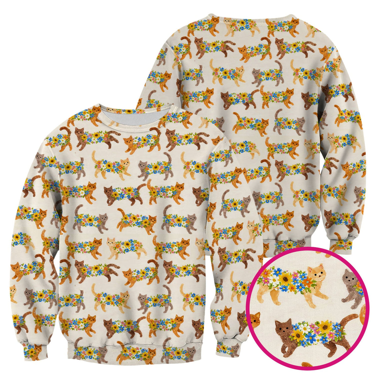 Flower Filled Cat Nurse Scrub Top