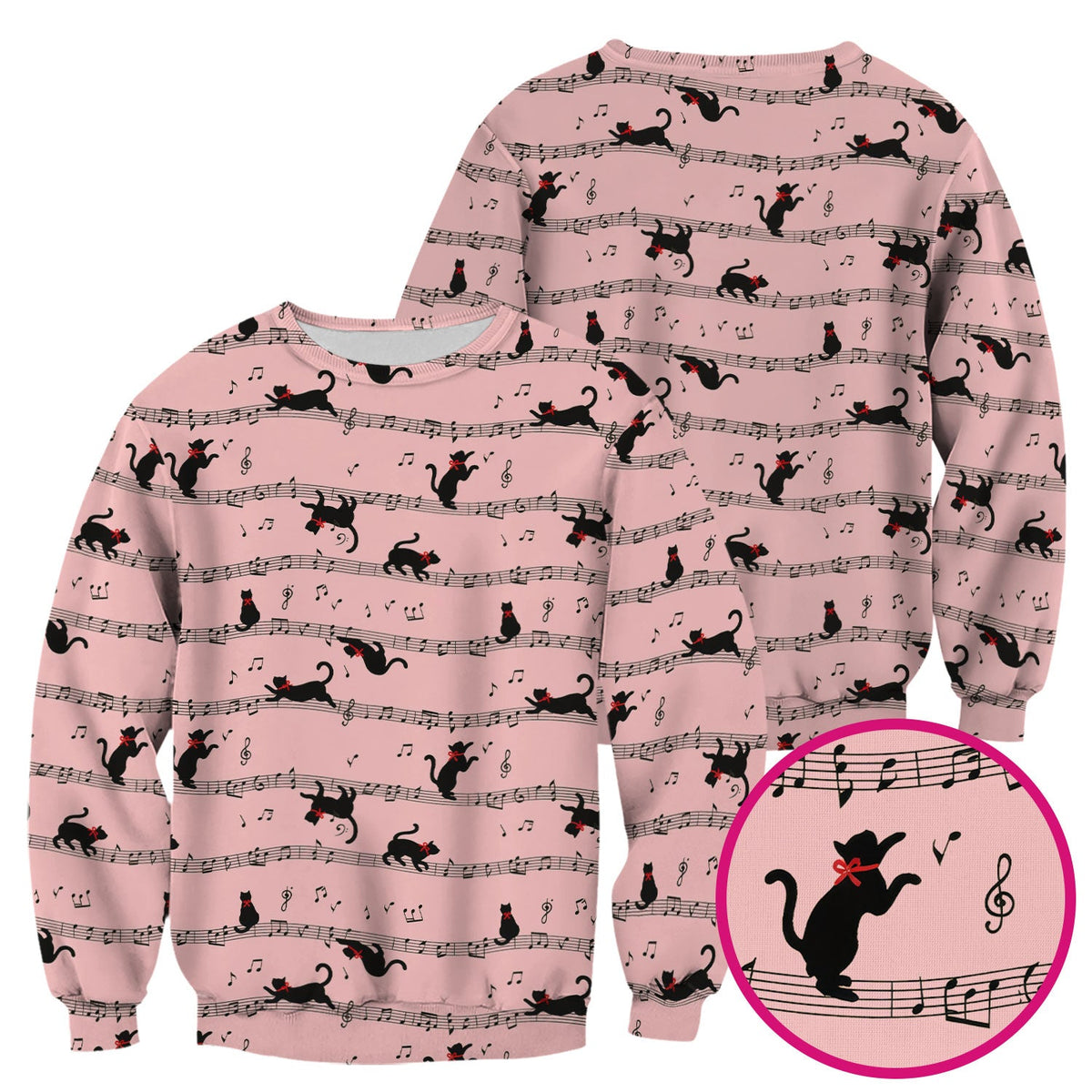 Dancing Black Cat Music Nurse Scrub Top