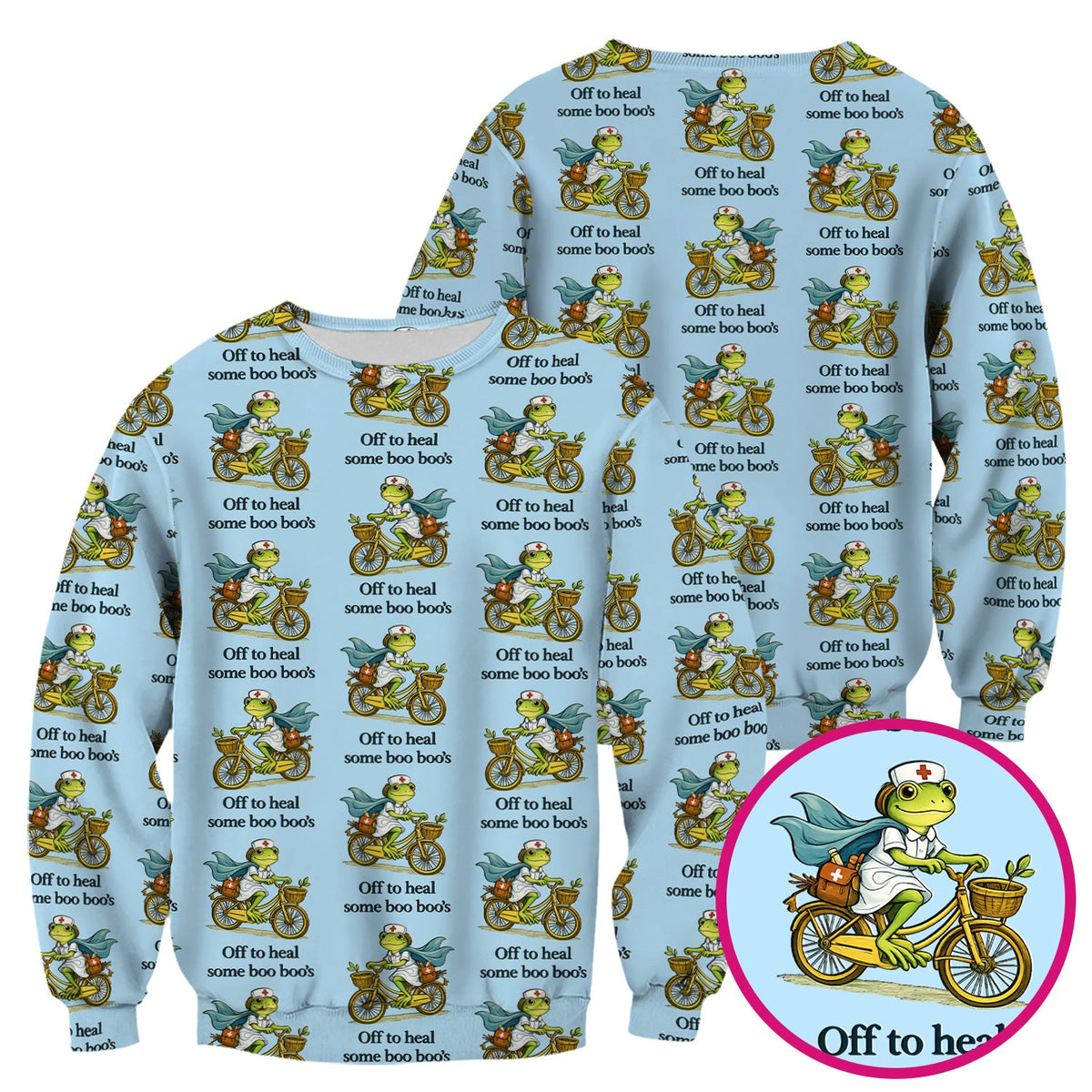 Frog Cycling Nurse Scrub Top