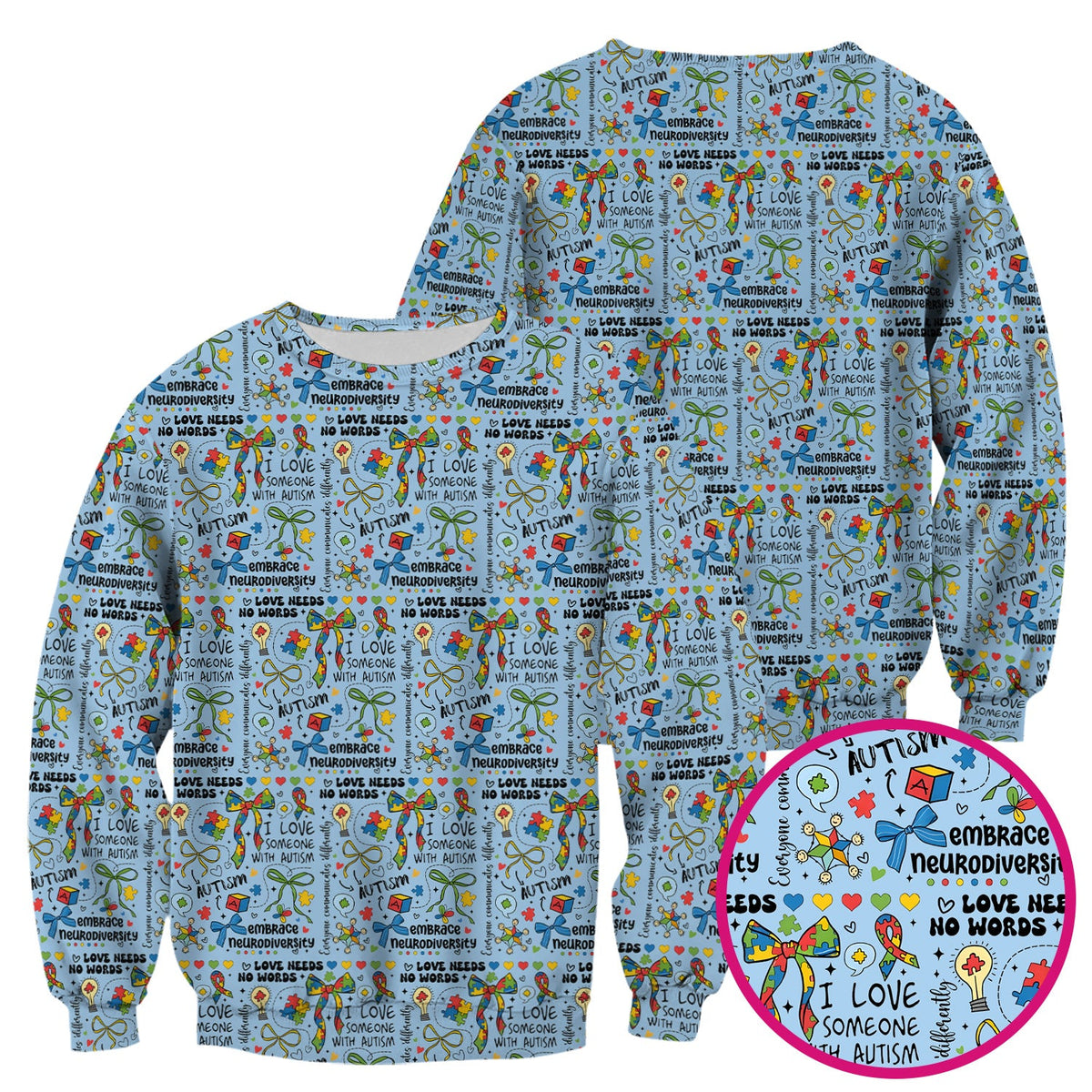 Autism Awareness Puzzle Ribbon Pastel Nurse Scrub Top