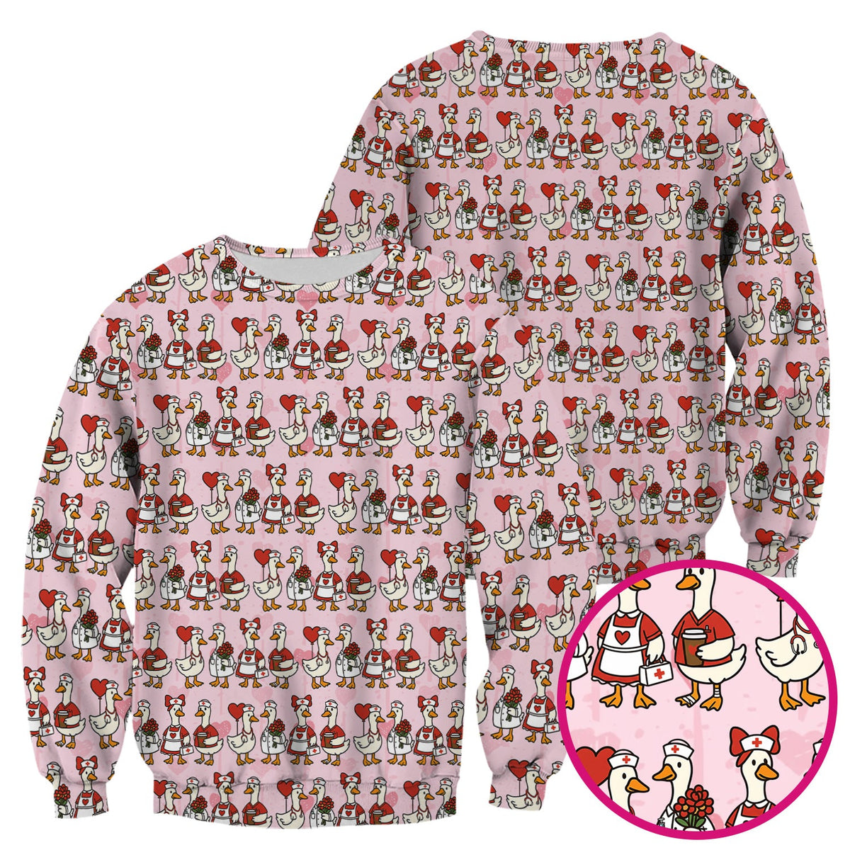 Valentine Nurse Goose Scrub Top