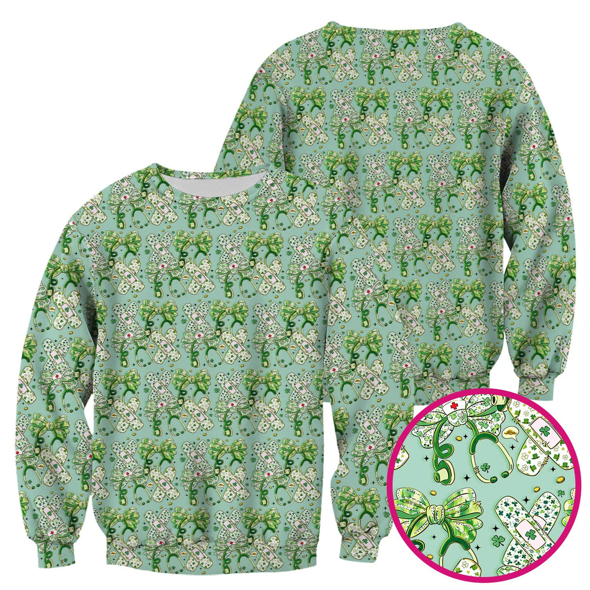 St Patrick Shamrock Stethoscope Nurse Scrub Top