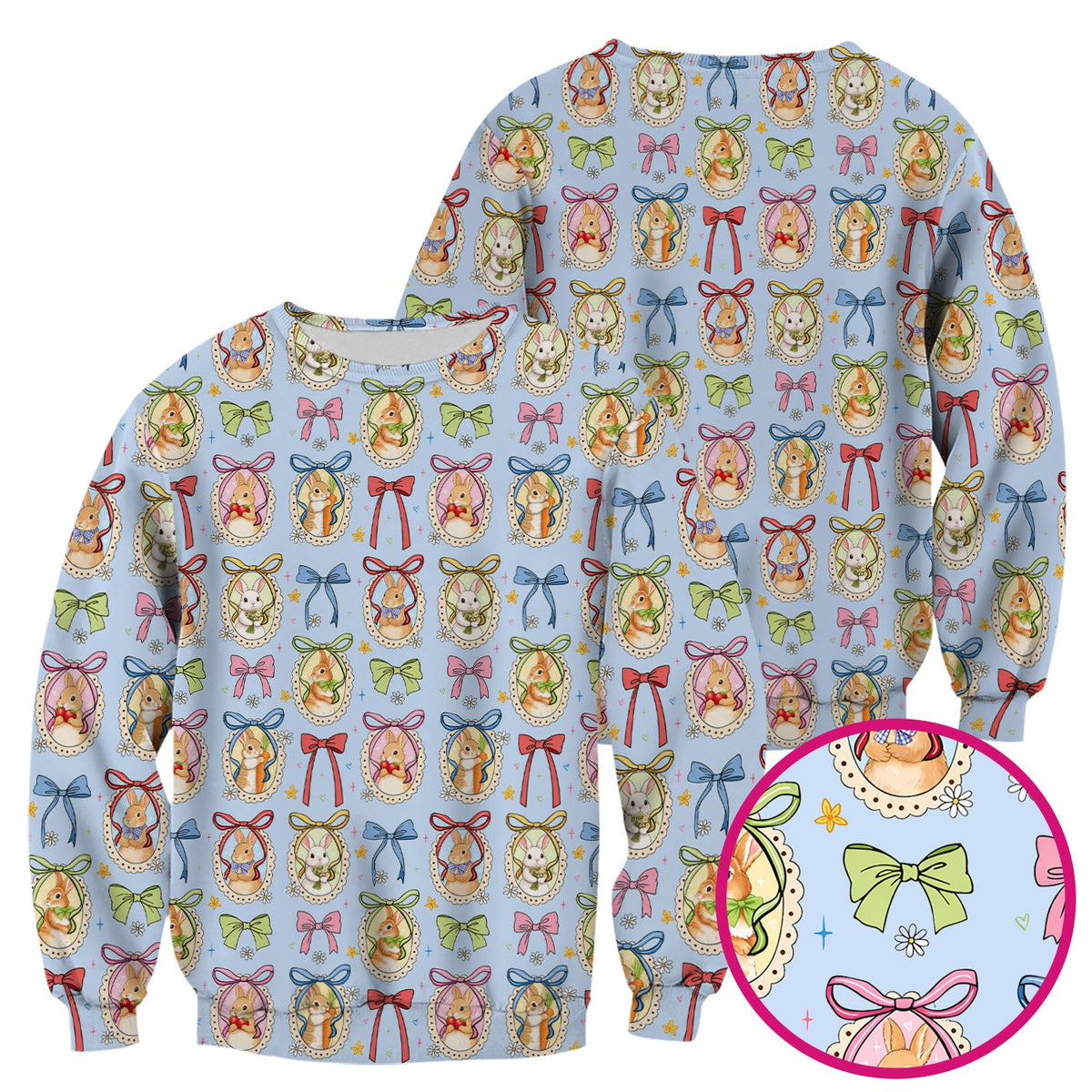 Bunny Cameo Bow Nurse Scrub Top - Easter Gift