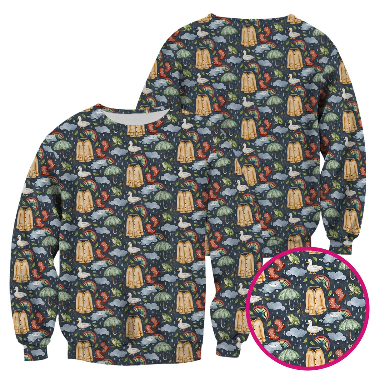 Rainy Day Ducks & Frog Nurse Scrub Top