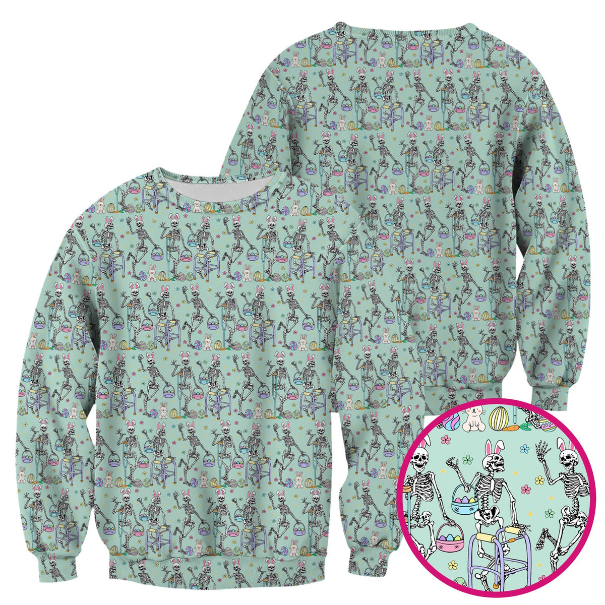 Fun Skeleton Bunny Nurse Scrub Top - Easter Gift