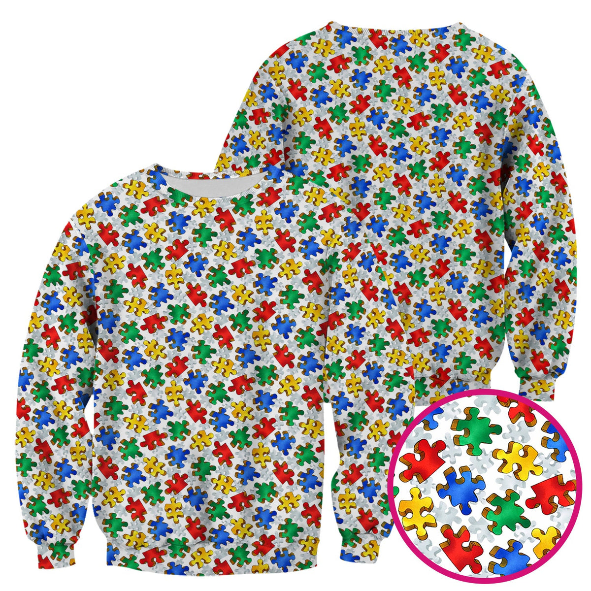 Colorful Autism Puzzle Piece Nurse Scrub Top