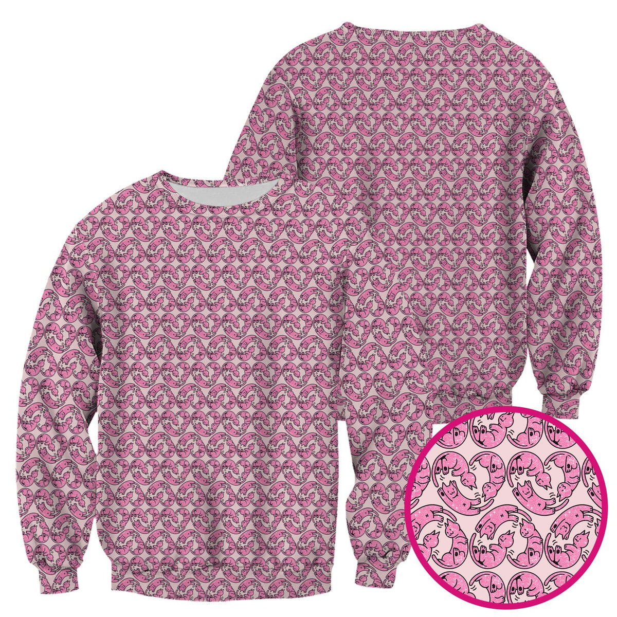 Pink Cat Cartoon Nurse Scrub Top