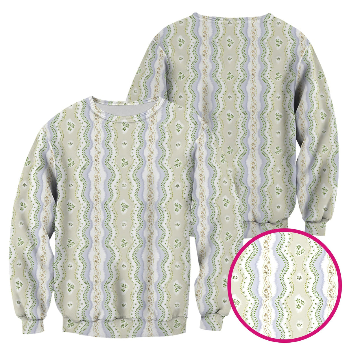 Wavy Stripe Botanical Nurse Scrub Top