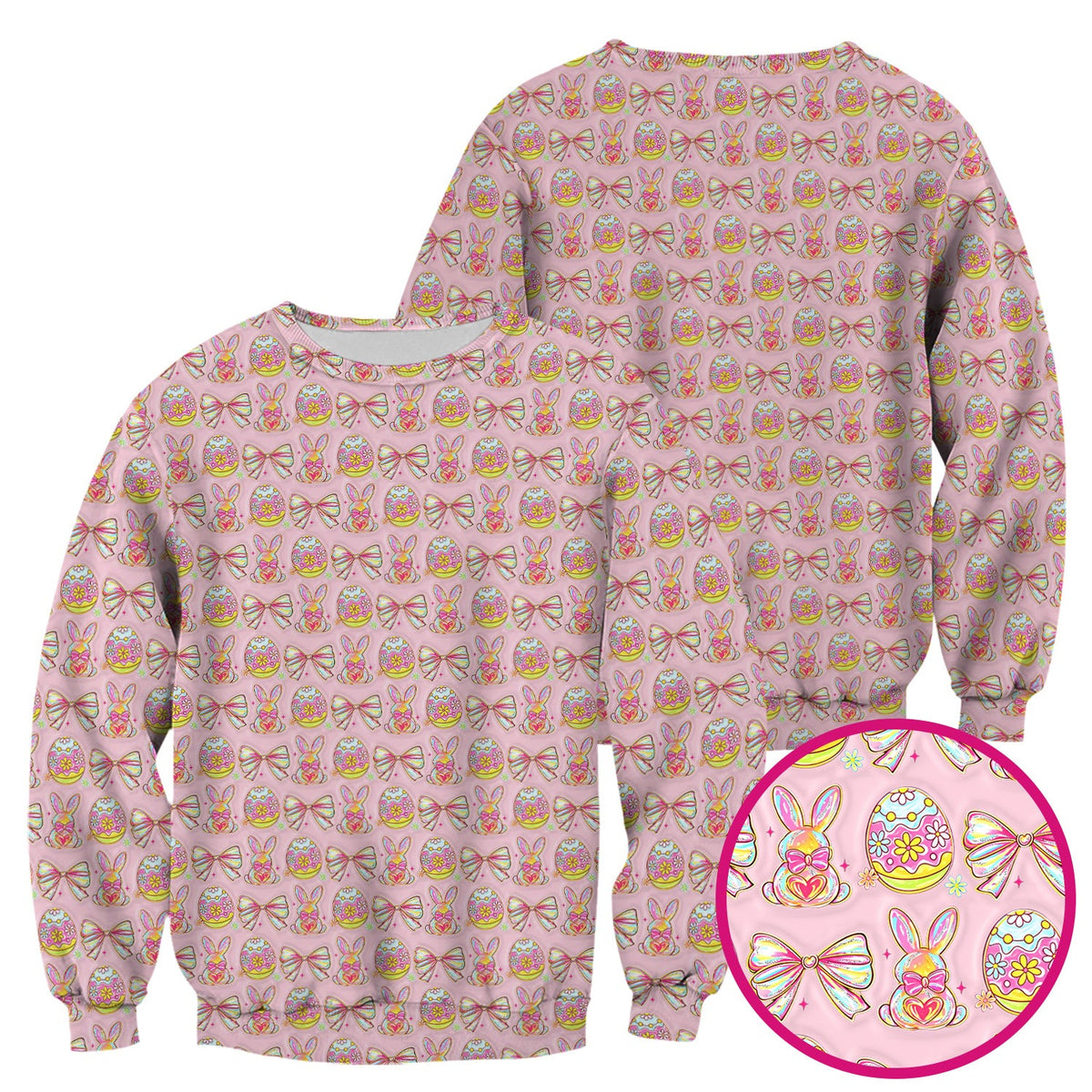 Bunny Pastel Egg Bow Nurse Scrub Top - Easter Gift