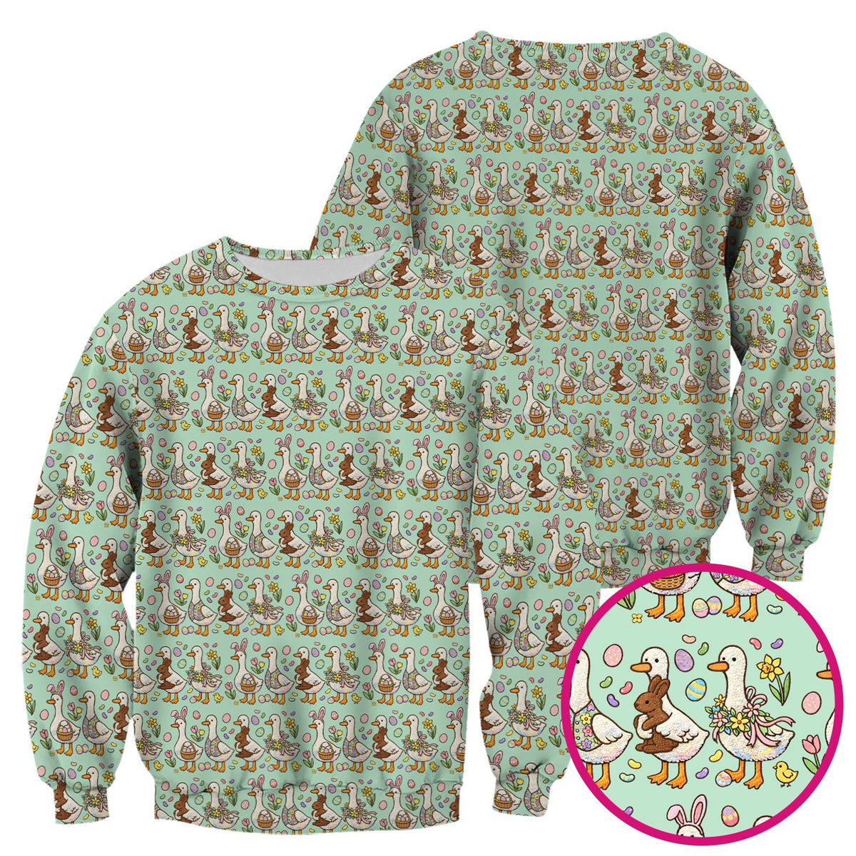 Duck Bunny Egg Floral Nurse Scrub Top - Easter Gift