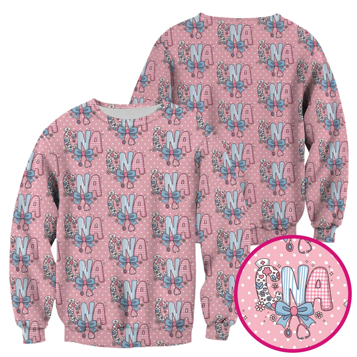 Floral Bow Nurse Scrub Top