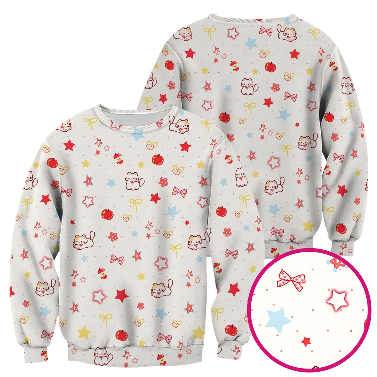 Kawaii Cat Bow Star Nurse Scrub Top