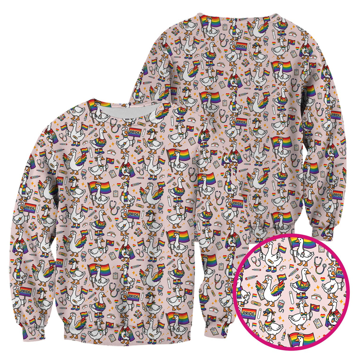 LGBT Pride Nurse Duck Scrub Top
