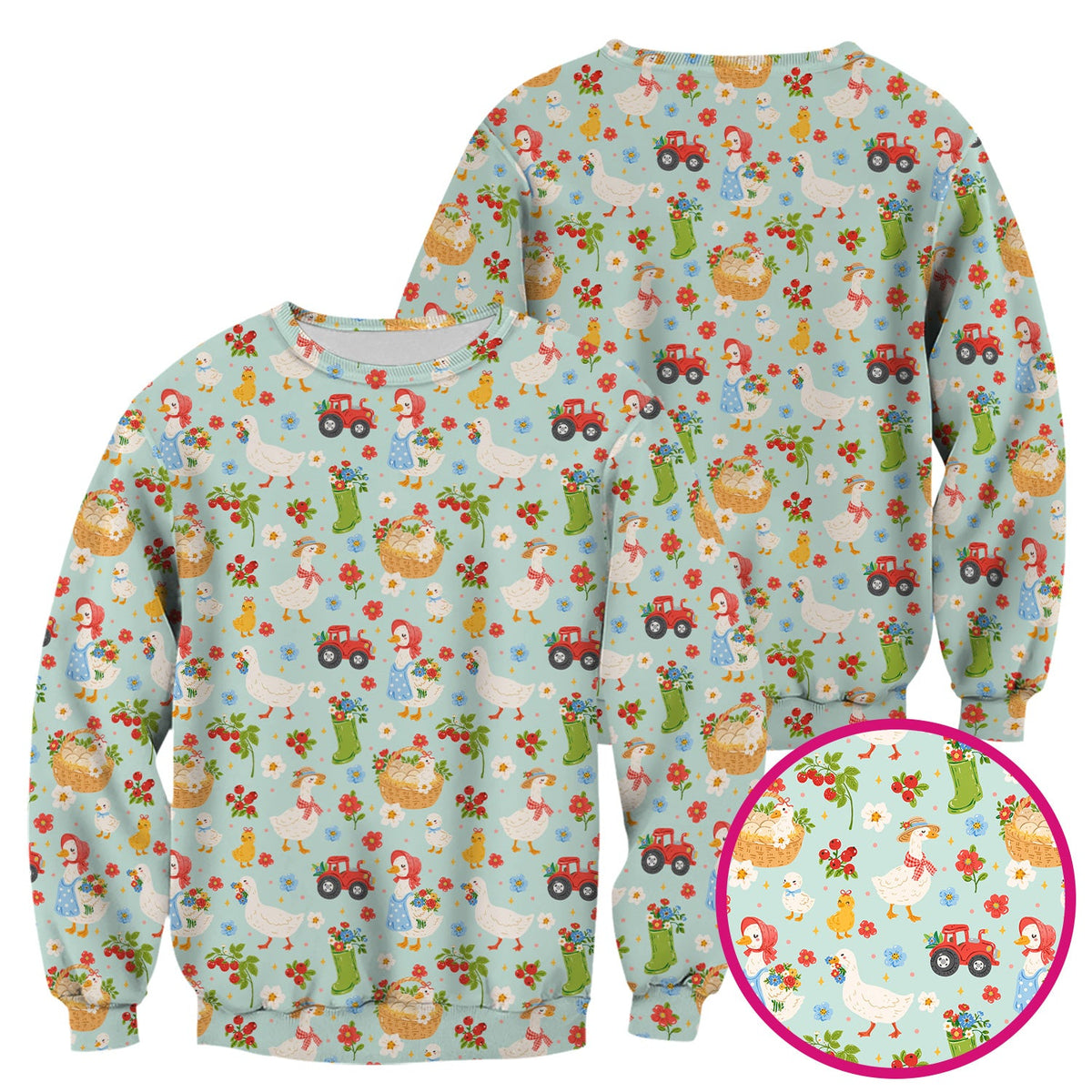 Farm Duck Chicken Tractor Flower Basket Nurse Scrub Top