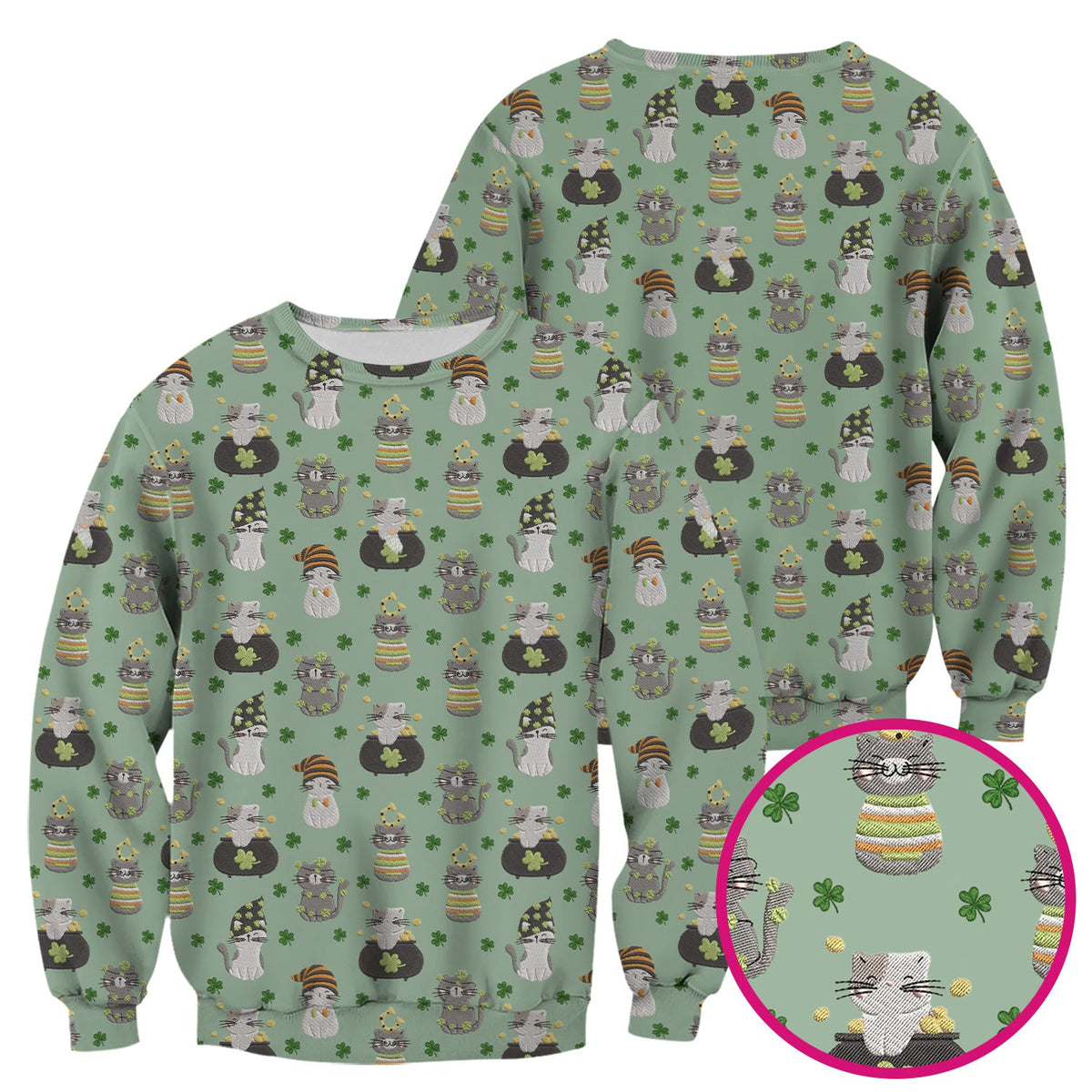 St Patrick Lucky Cat Shamrock Nurse Scrub Top