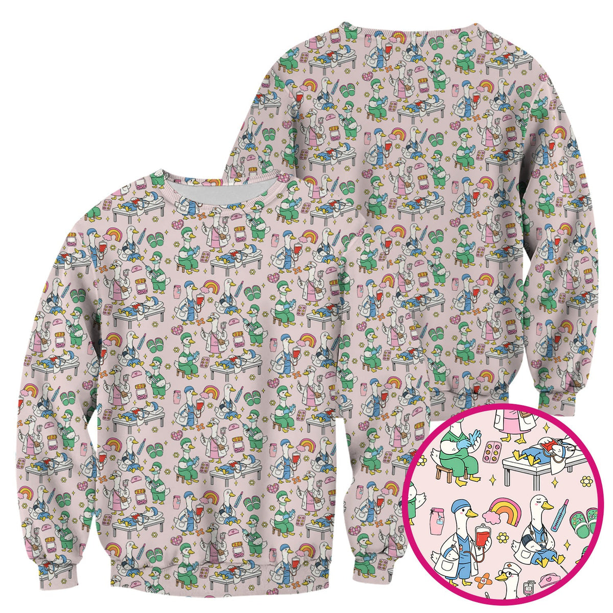 Duck Medical Doodle Nurse Scrub Top