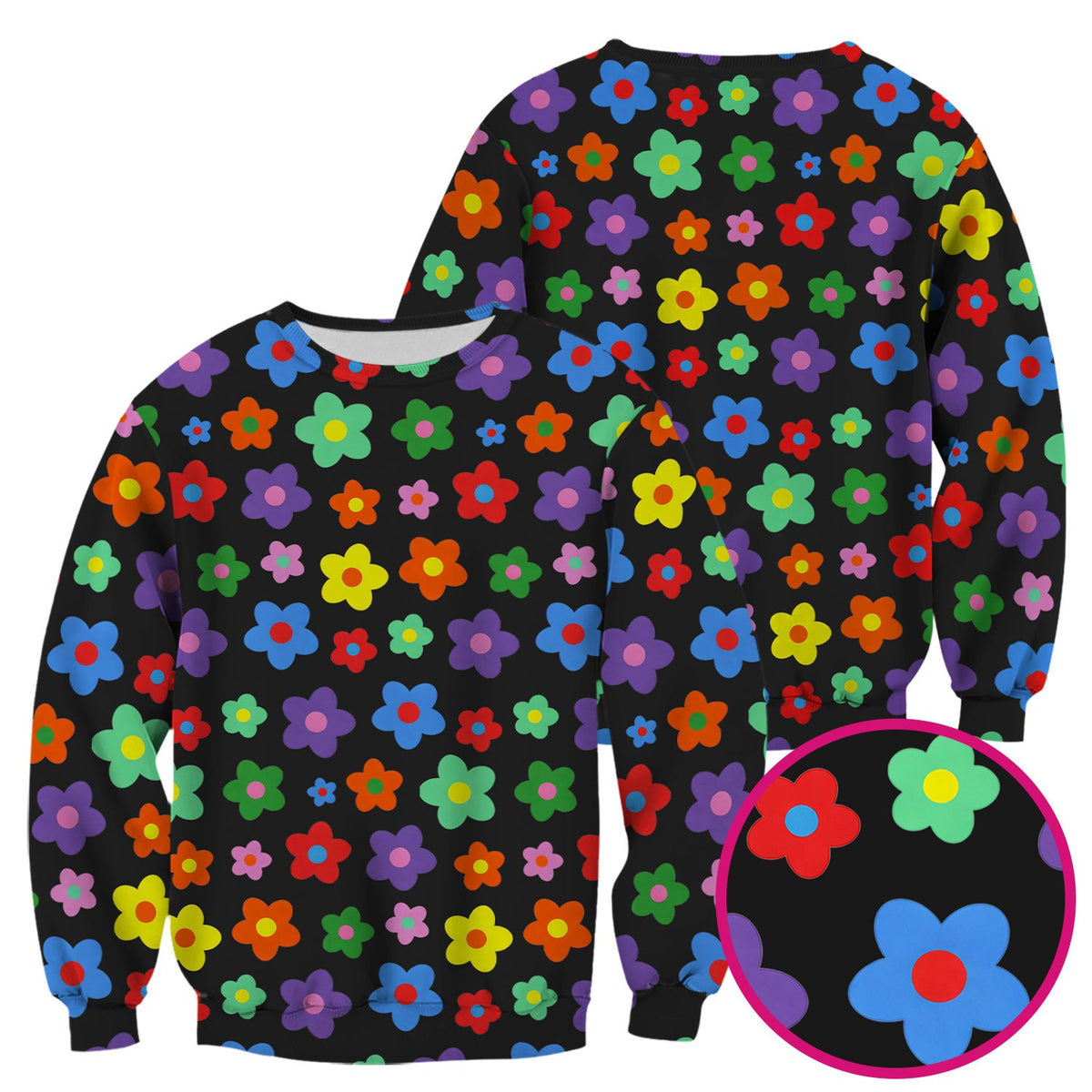 Colorful Retro Flower Nurse Scrub Top