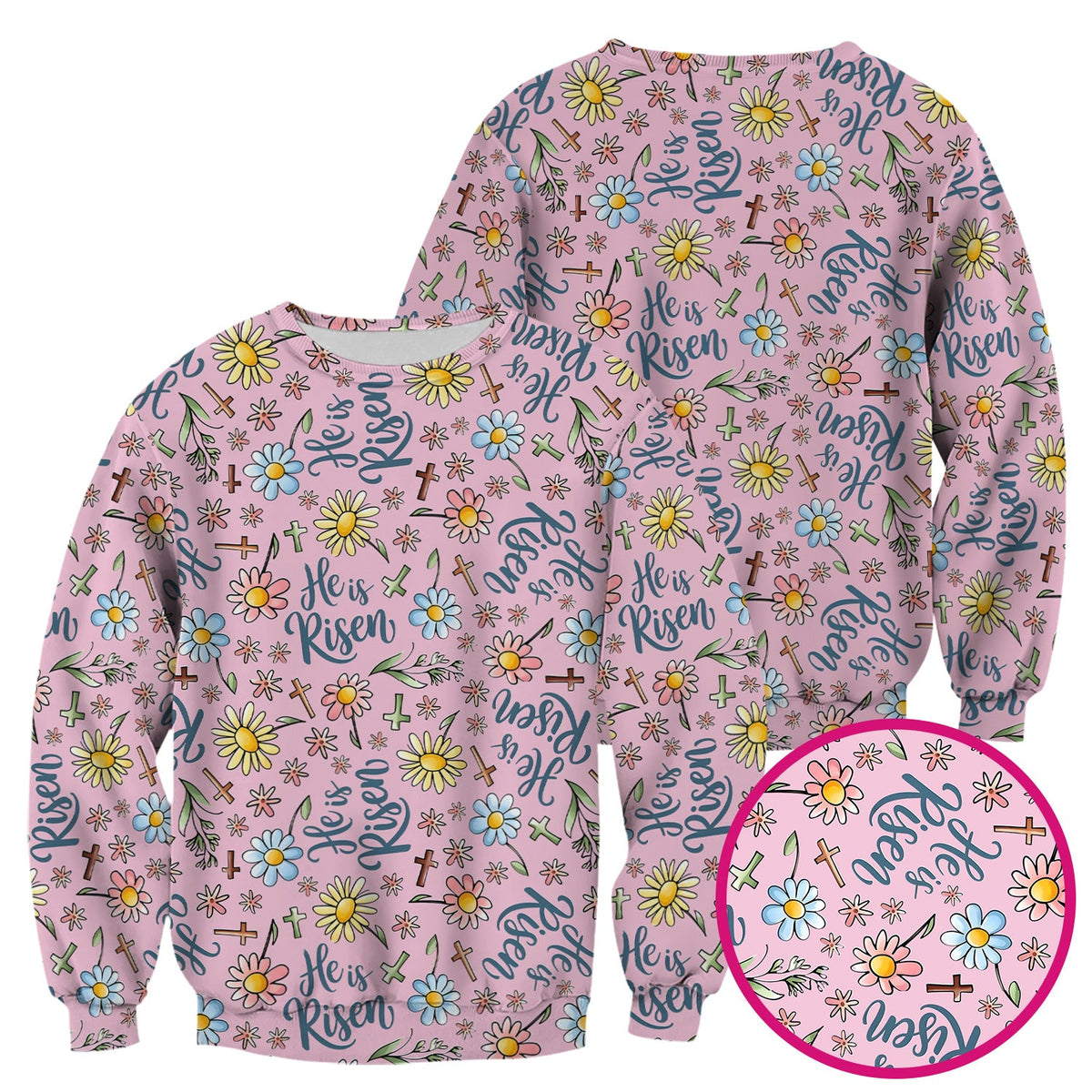 Risen Cross Flower Nurse Scrub Top - Easter Gift