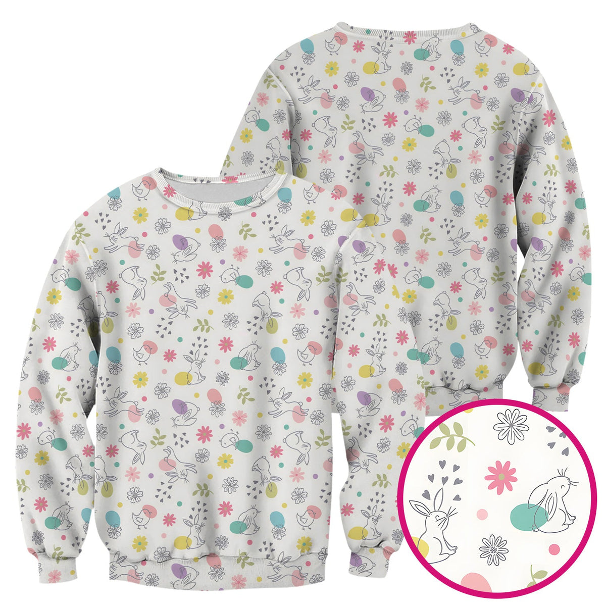 Whimsical Easter Bunny Eggs Nurse Scrub Top