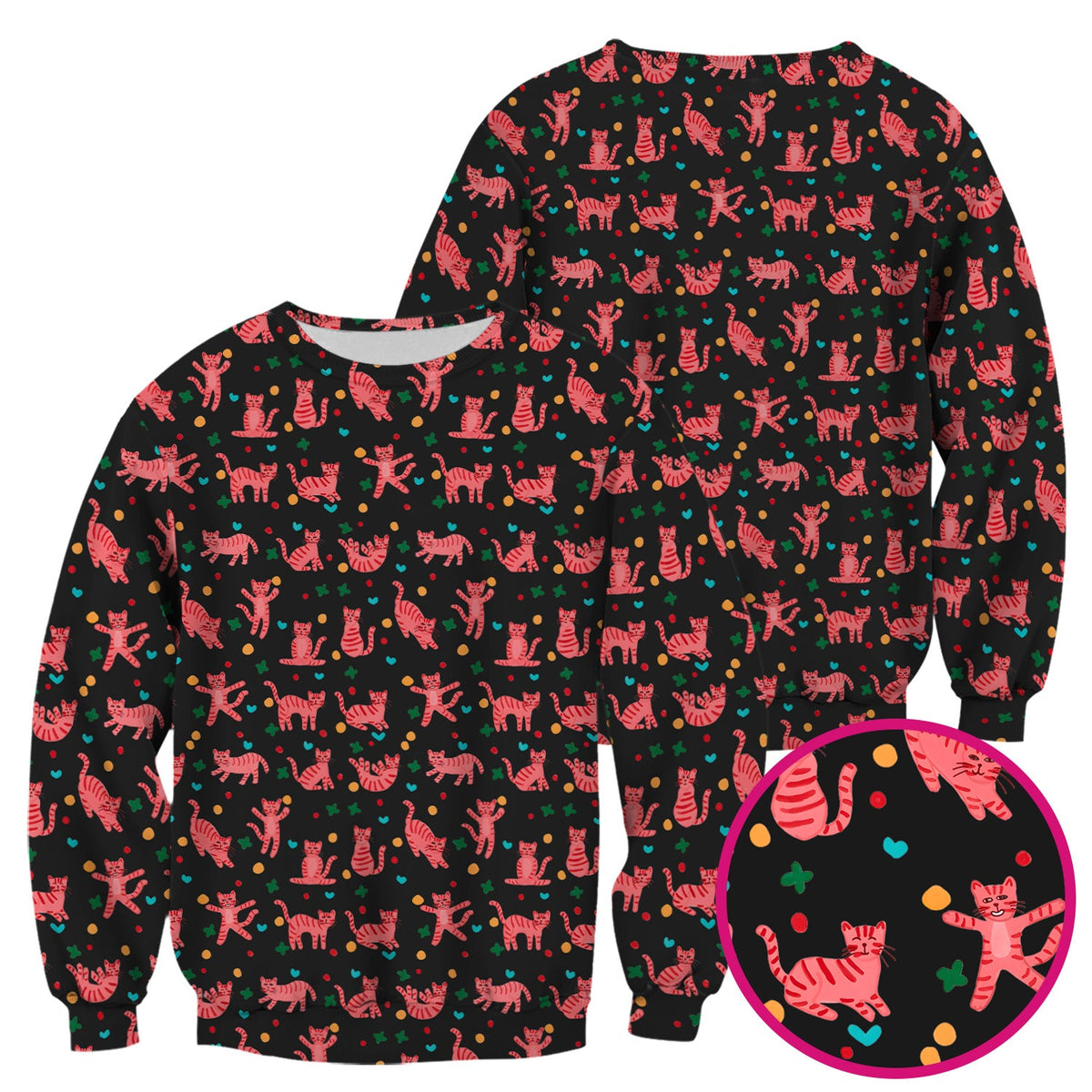 Pink Cat Nurse Scrub Top
