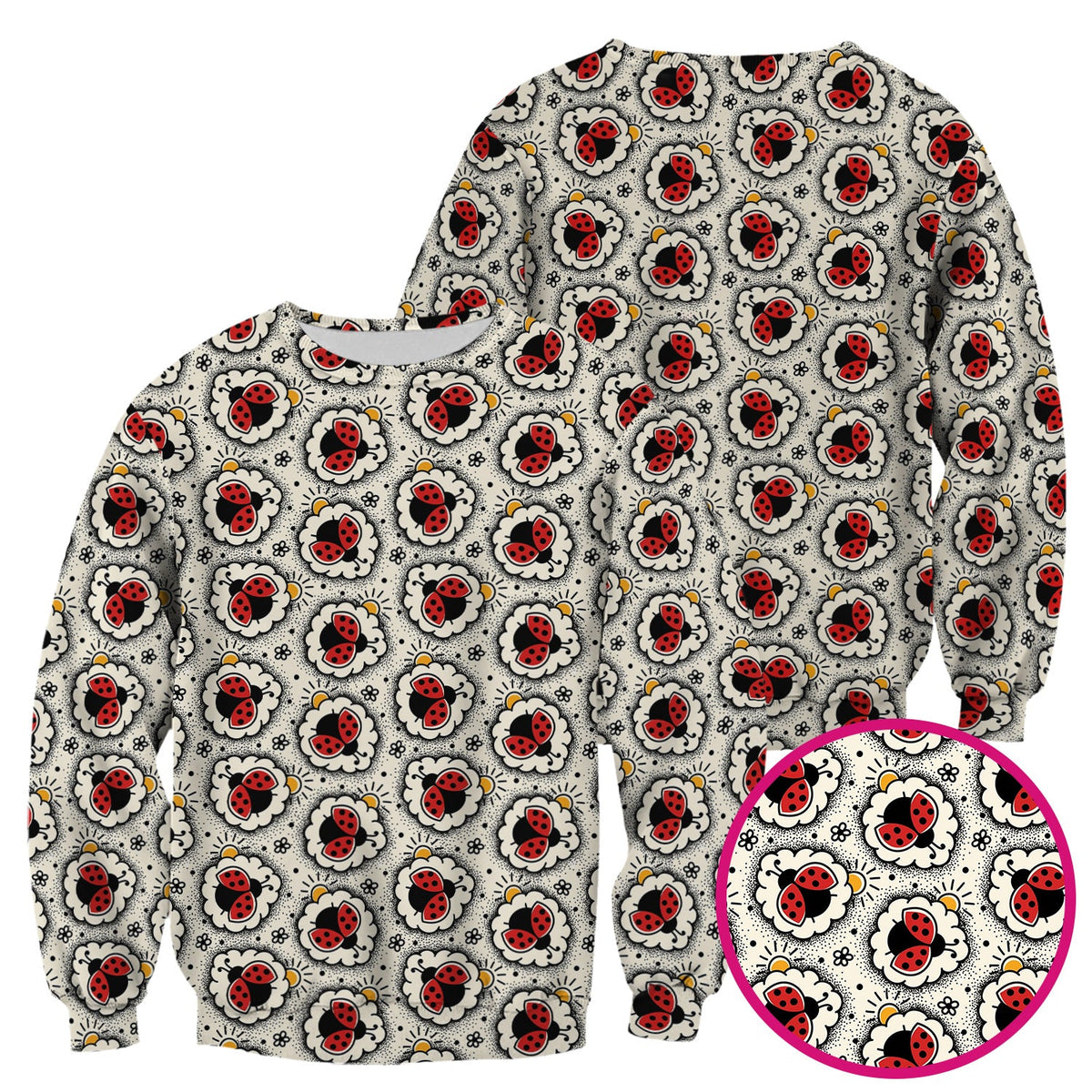 Ladybug Floral Frame Nurse Scrub Top