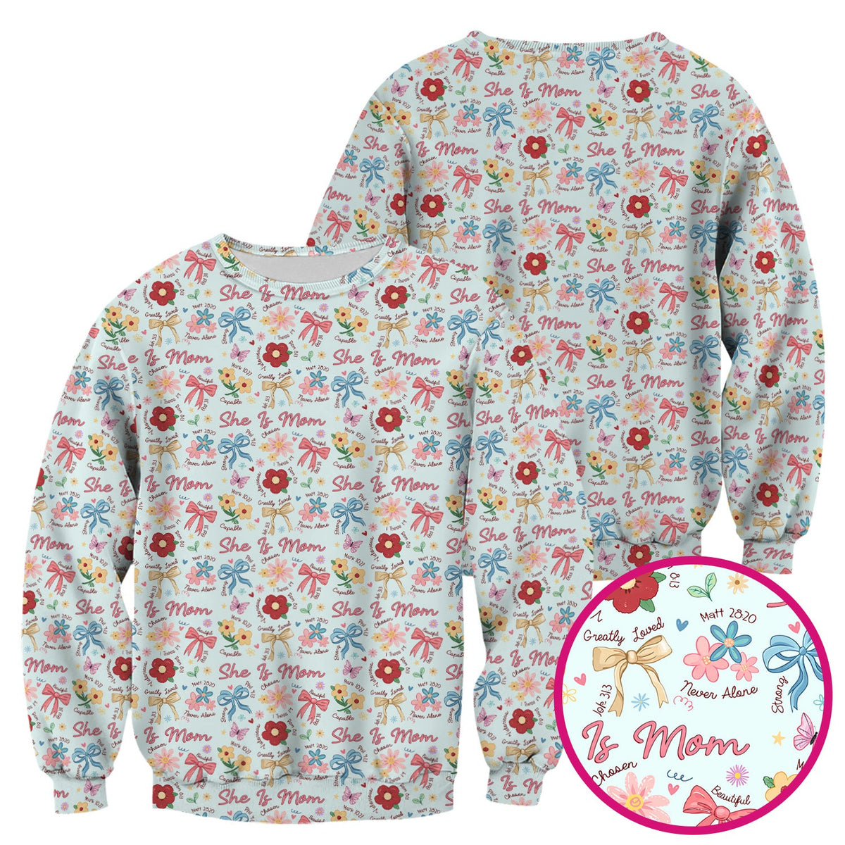 She Is Mom Floral Bow Nurse Scrub Top