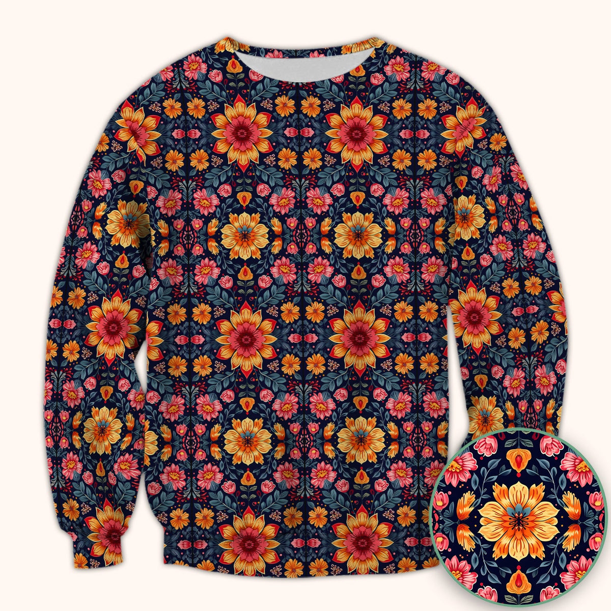 Elegant Dark Floral Nurse Scrub Top