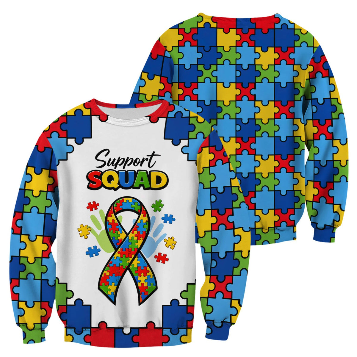 Autism Support Squad Puzzle Ribbon Nurse Scrub Top