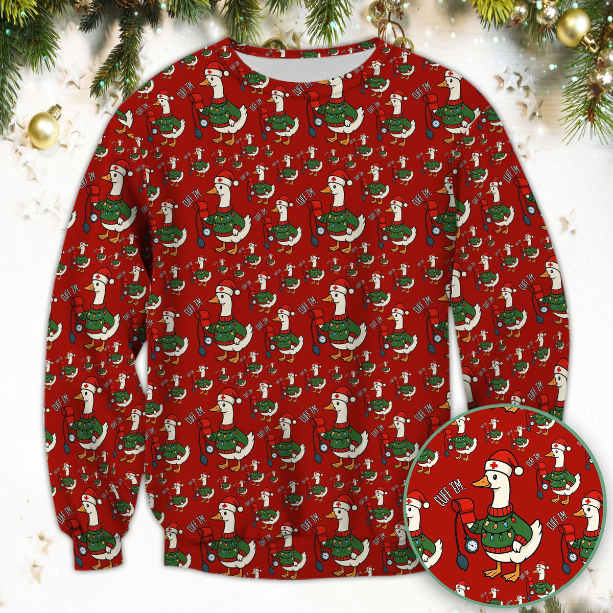 Christmas Duck Nurse Scrub Top