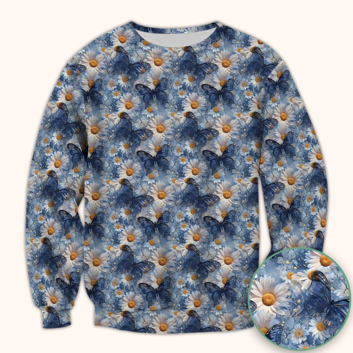 Blue Daisy Butterfly Nurse Scrub Top
