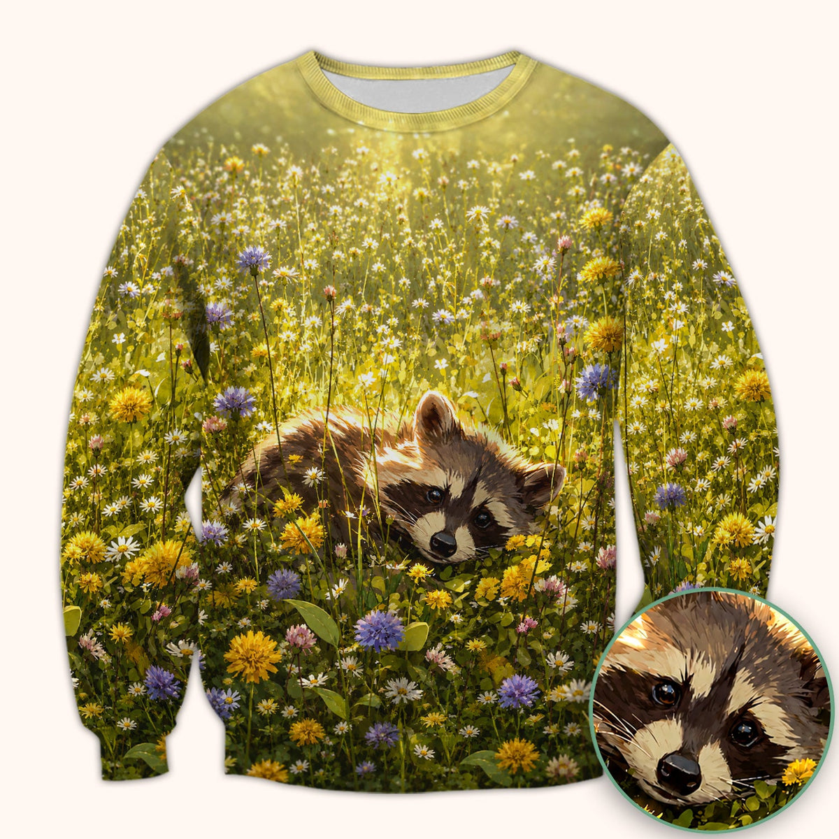 Meadow Raccoon Wildflower Garden Nurse Scrub Top